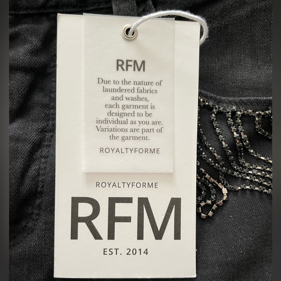 Black jeans with rhinestone fringe pockets NWT size 10 - Picture 6 of 12